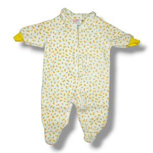 Vintage Obion Baby Footed Sleeper Ditsy Floral Sz 0-6 Months Yellow USA
